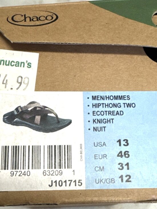 Chaco Hipthong 2 Sandals Mens 13 Ecothread Hiking Knight Adjustable with Box main image 11